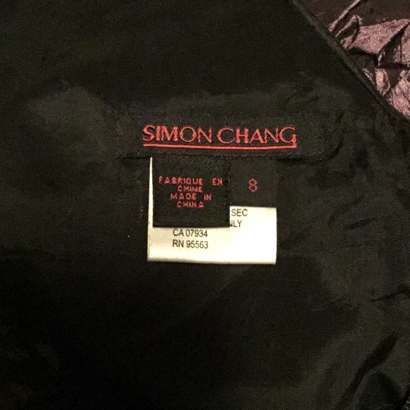 Elegant Simon Chang Black Embroidered Dress - Picture 6 of 6